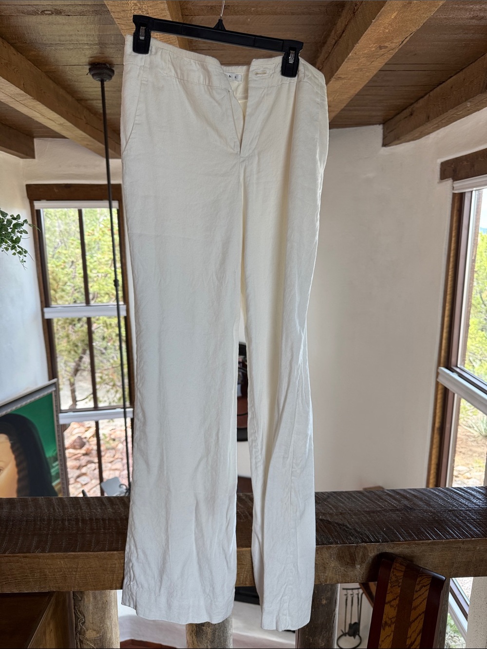 CAbi Ivory Wide-Leg Linen-Blend Pants